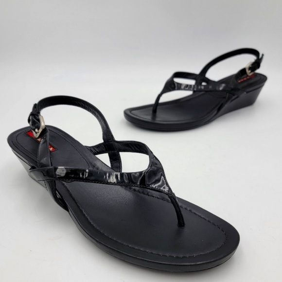 Prada Linea Rossa Patent Wedge Sandal Prada size 36 - Picture 2 of 16